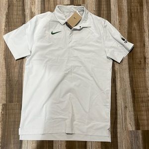 NWT Nike Men's Dri-FIT Coach Polo Size Medium light gray with green swoosh